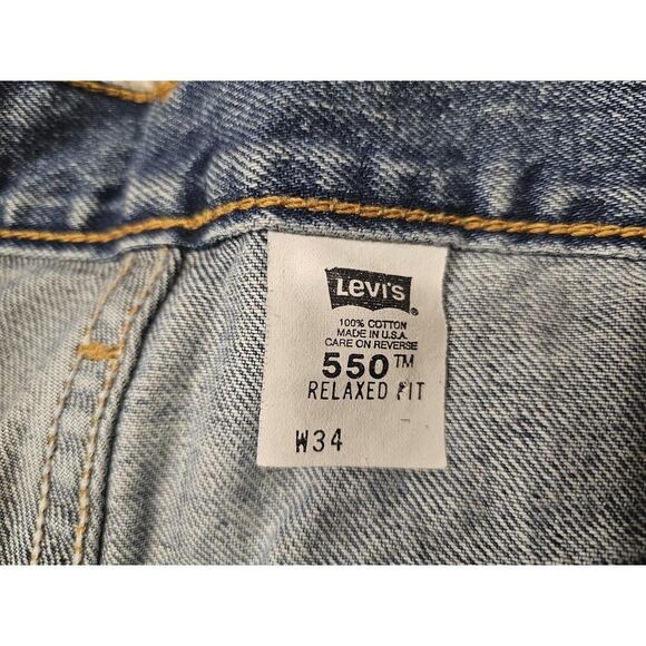 Levis 550 Relaxed Fit Jean Shorts Jorts Mens Sz 34 Made In USA Blue - Picture 3 of 8